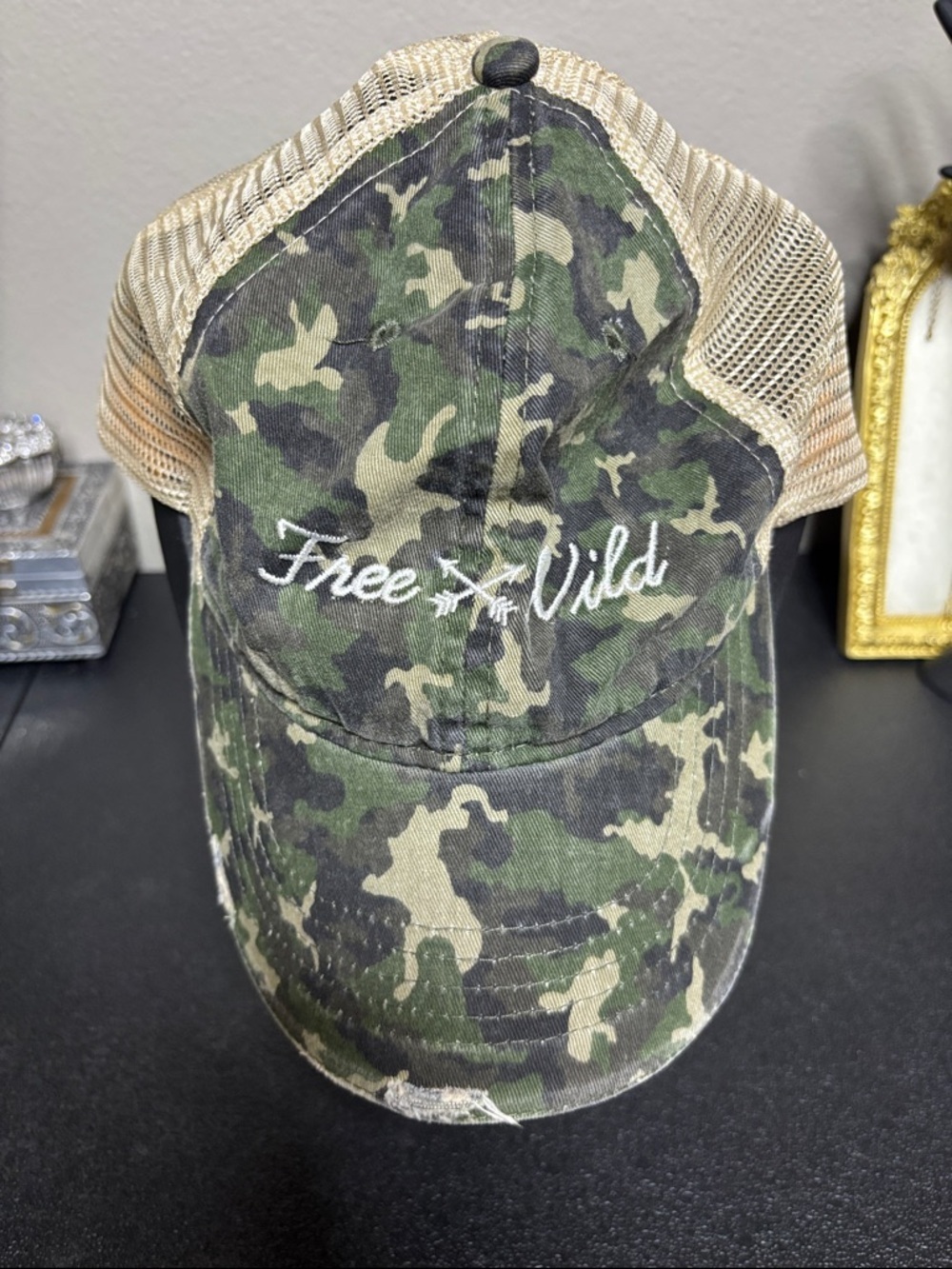 Free & Wild Camo Mesh Back Trucker Hat
